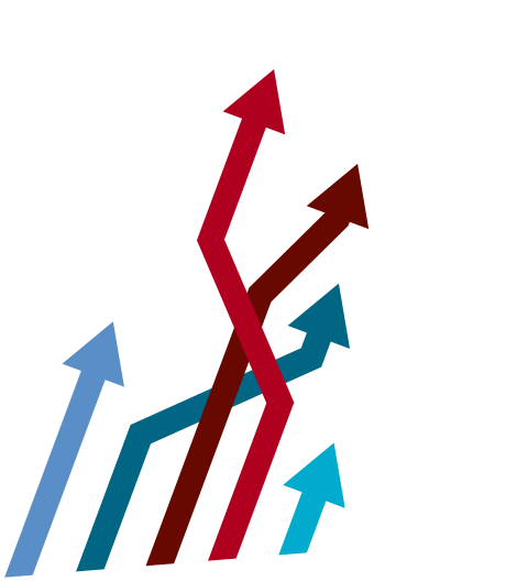 Upward moving arrows indicating growth and progress.