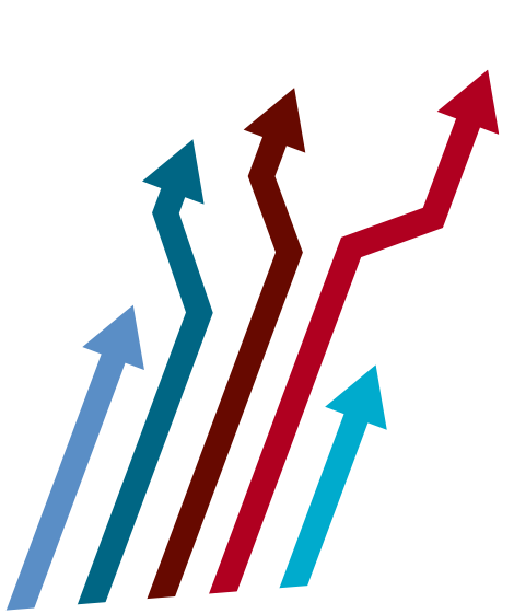 Upward moving arrows indicating growth and progress.